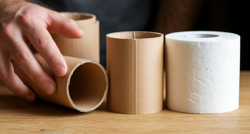 Kierrätys: säilytä wc-paperin kartonkiputket ja muuta ne hyödylliseksi lisävarusteeksi laukkuusi.